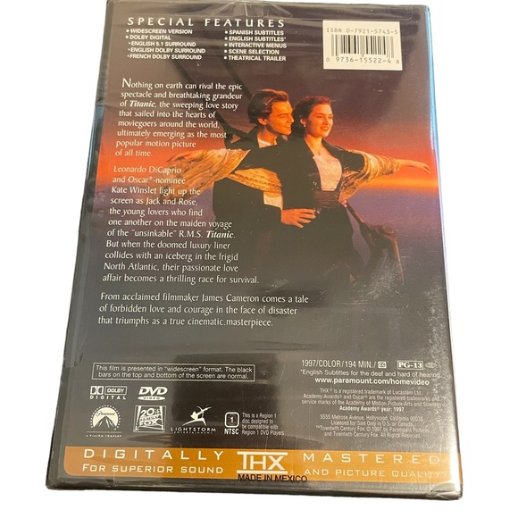 Titanic (DVD 1997 Widescreen) Leonardo DiCaprio ,Kate Winslet Brand New! - Picture 2 of 2
